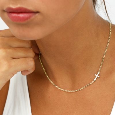 Sideways Cross Necklace [18K Gold Vermeil]