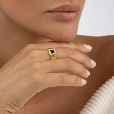 Amelia Diamond Ring with Nano Bible [18K Gold Plated]