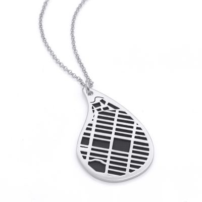 Threads Of Life Silhouette Map Necklace [14 Karat White Gold]