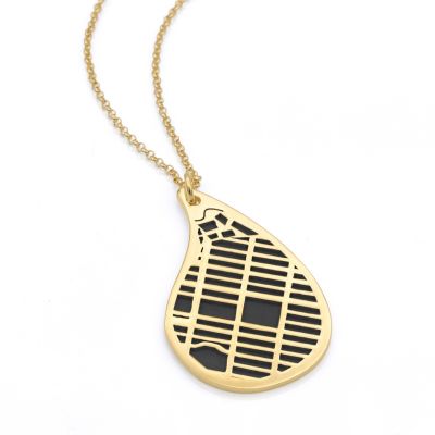 Threads Of Life Silhouette Map Necklace [14 Karat Gold]