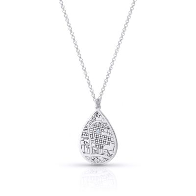 Cherished Spot Engraved Map Necklace [Sterling Silver]