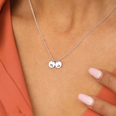Mirella Circle Zodiac Necklace [Sterling Silver]