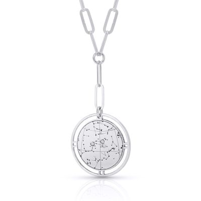 Zodiac Diamonds Sky Map Necklace - Styled Link Chain [Sterling Silver]