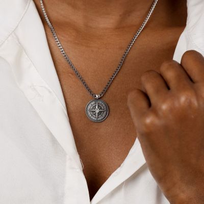Collier Boussole Avec Coordonnées Pour Femmes [Argent 925]