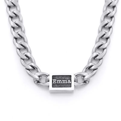 Cuban Link Chain With Name - Horizontal [8mm]
