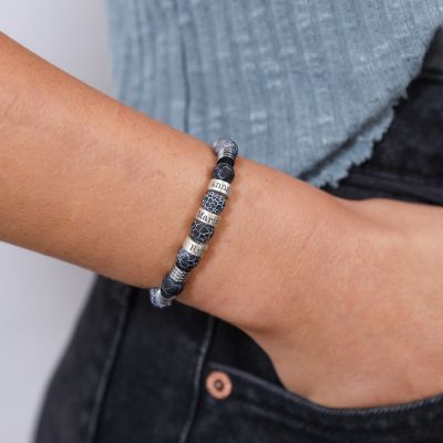Bracelet Hématite et Agate Avec Noms [Argent 925]