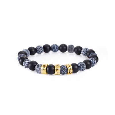 Onyx and Agate Name Bracelet [18K Gold Plated]