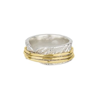 Family Circles Spinner Ring Shiny [Sterling Silver/10K Gold Spinners] - 3 Spinners