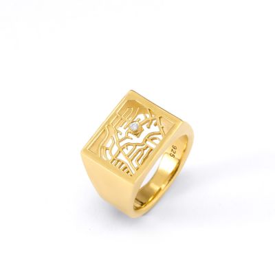 Bague Carte Signet [Plaqué Or 18ct]