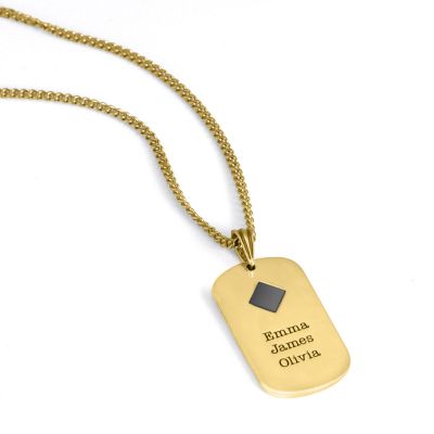 Collier Plaque Gravée pour Hommes avec Nano Bible [Vermeil 18ct]
