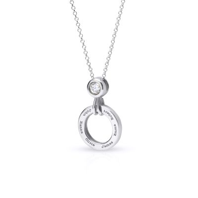 Talisa Circle Engraved Necklace with 1ct Diamond [Sterling Silver]