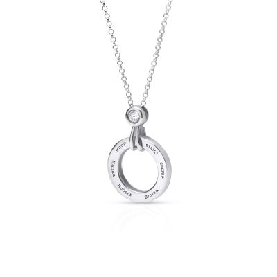 Talisa Circle Engraved Necklace with Diamond [Sterling Silver]
