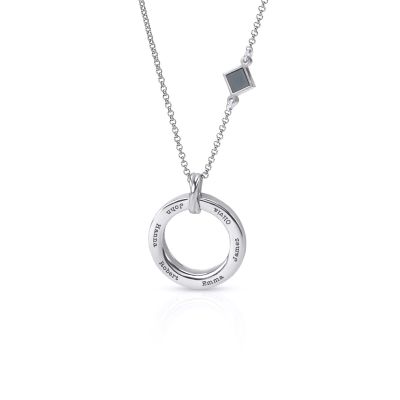 Talisa Big Circle Engraved Necklace with Nano Bible [Sterling Silver]
