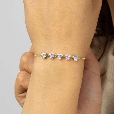 Bracelet Talisa Cœurs Pierre de Naissance [Plaqué Or 18ct]
