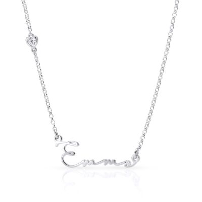 Talisa Italic Name Necklace With 0.10 ct Heart Diamond [Sterling Silver]