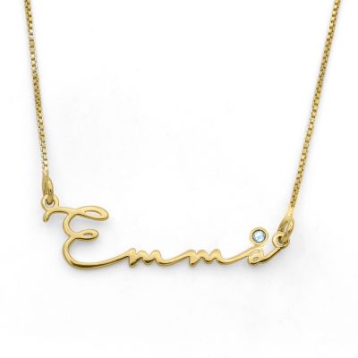 Talisa Italic Name Necklace With Crystal [18K Gold Plated]