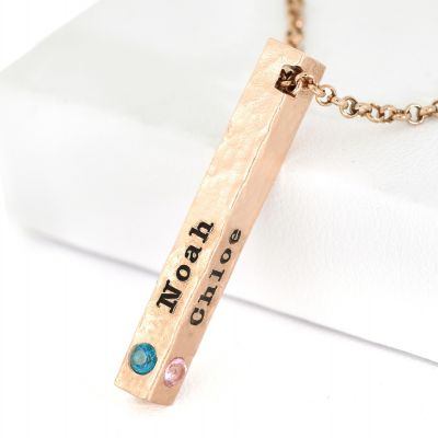 Talisa Bar Birthstone Necklace [18K Rose Gold Plated - Hammered]