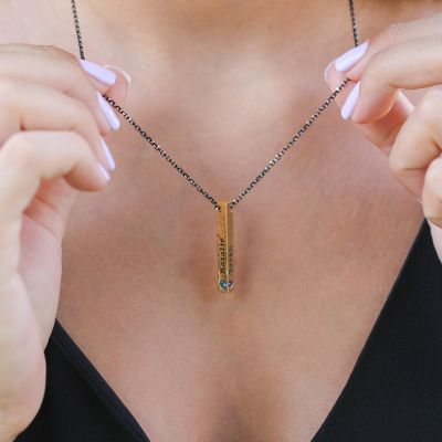 Collier Martelé Trait d'Union avec Pierres de Naissance [Plaqué Or 18ct]