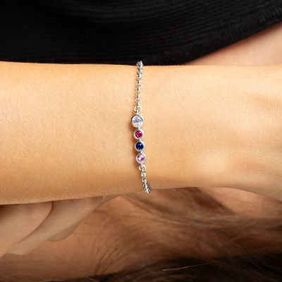 Talisa Stars Birthstone Bracelet with 0.20 ct Diamond [Sterling Silver]
