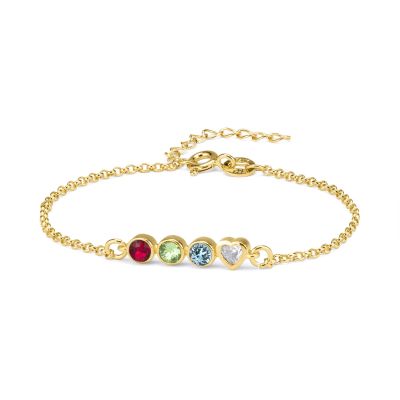 Bracelet Étoiles Enchantées Pierre de Naissance avec Cœur Diamant [Vermeil 18ct]