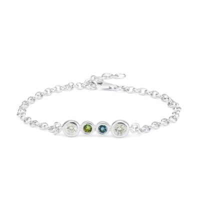 Talisa Stars Birthstone Bracelet With 2 Diamond Circles [Sterling Silver]