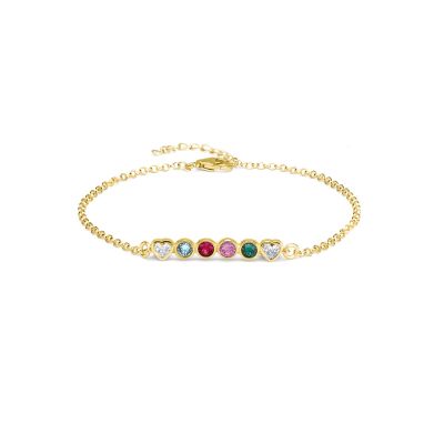 Talisa Stars Birthstone Bracelet With 2 Diamond Hearts [18K Gold Vermeil]