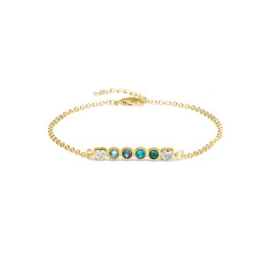 Talisa Stars Birthstone Bracelet With 2 Diamond Hearts [18K Gold Vermeil]