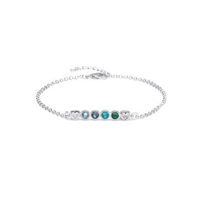 Talisa Stars Birthstone Bracelet With 2 Diamond Hearts [Sterling Silver]