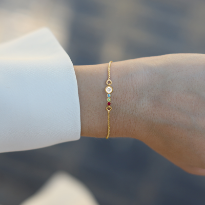 Talisa Stars Birthstone Bracelet with 0.10 ct Diamond [14 Karat Gold]