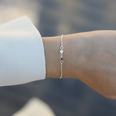Talisa Stars Birthstone Bracelet with 0.10  ct Diamond [Sterling Silver]