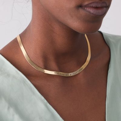 Collar Talisa Herringbone con Nombre [Oro Vermeil de 18K] - Cadena Ancha