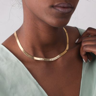 Collar Talisa Herringbone con Nombre [Bañado en Oro de 18K] - Cadena Ancha