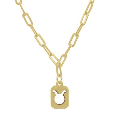 Taurus Necklace - Zodiac Sign with Paperclip Chain [18K Gold Vermeil]
