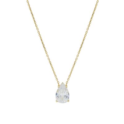 Crystal Teardrop Necklace [18K Gold Vermeil]