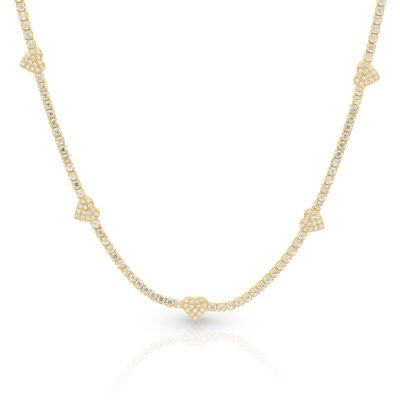 Tennis Necklace With Hearts [18K Gold Plated]