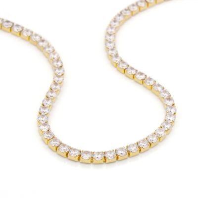 Tennis Necklace With White Crystals [18K Gold Vermeil]