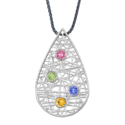 Threads of Life Big Drop Birthstone Necklace [Sterling Silver]