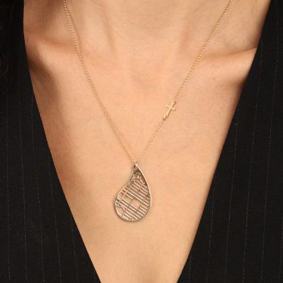 Threads Of Life Map Necklace with Sideways Cross [18K Gold Vermeil]
