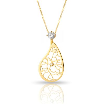 Threads Of Life Map Necklace With 1 Ct Diamond [18K Gold Vermeil]