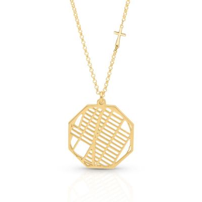 Tied Together Map Necklace with Sideways Cross [18K Gold Vermeil]