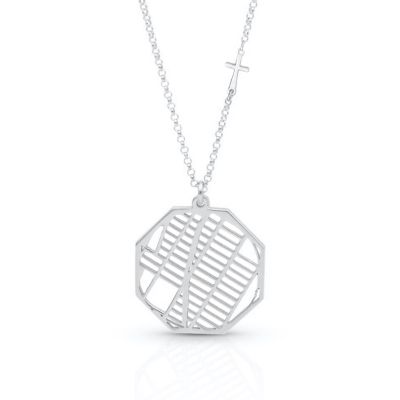 Tied Together Map Necklace with Sideways Cross [Sterling Silver]