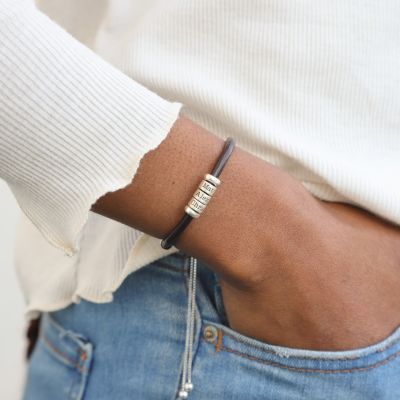 Bracelet Prénom Liés Ensemble [Cuir Marron]