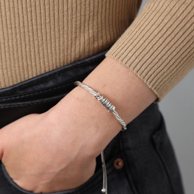 Tied Together Name Bracelet  with Sterling Silver Charms - Engraved names or dates