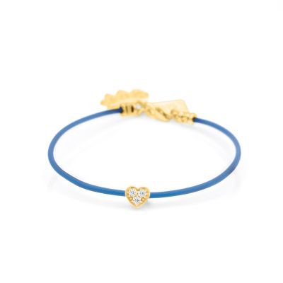 Ties of Heart Crystal Bracelet - Blue Cord [18K Gold Vermeil]