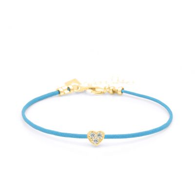 Ties of Heart Crystal Bracelet - Turquoise Cord [18K Gold Vermeil]