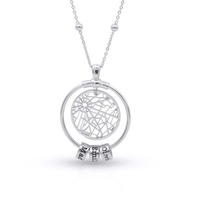 Talisa Map Necklace with Names [Sterling Silver]