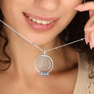 Collier Talisa Carte avec Prénoms [Argent 925]