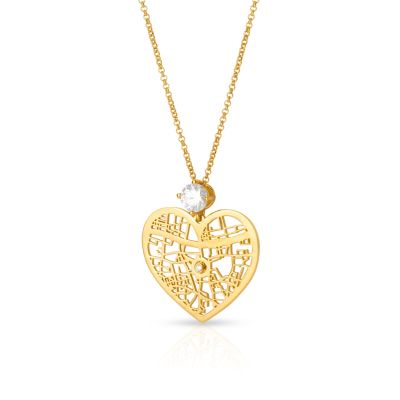 Ties of Heart Map Necklace With 1 Ct Diamond [18K Gold Vermeil]