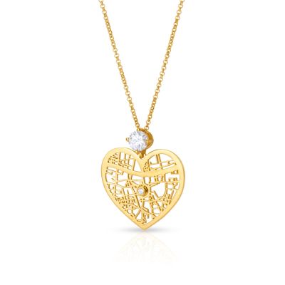 Ties of Heart Map Necklace With 1 Ct Diamond [18K Gold Vermeil]