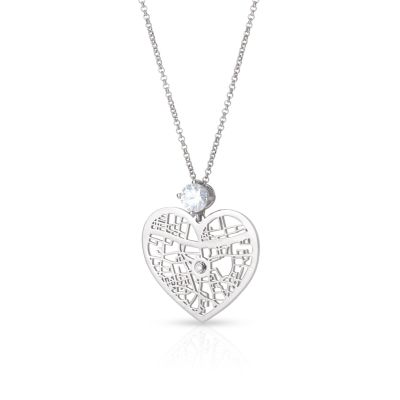 Ties of Heart Map Necklace With 1 Ct Diamond [Sterling Silver]